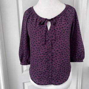 JACOB Magenta Purple Animal Print Button Blouse Petite XS